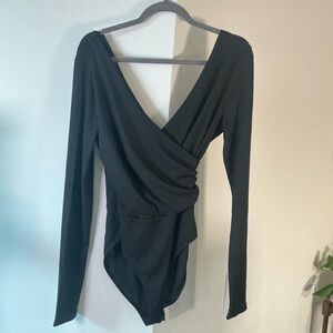 Topshop Black Wrap Bodysuit
